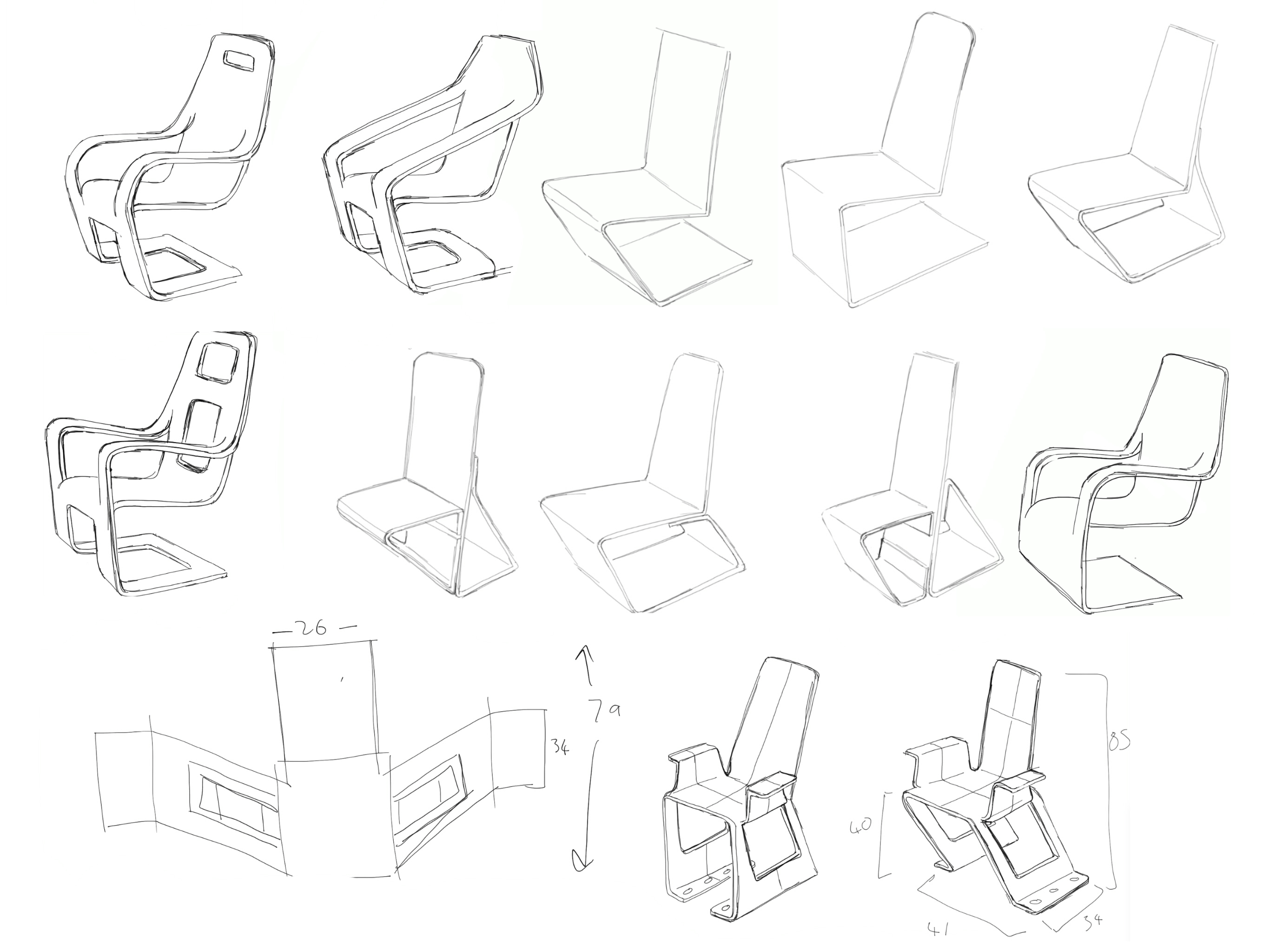 concept sketches of chairs