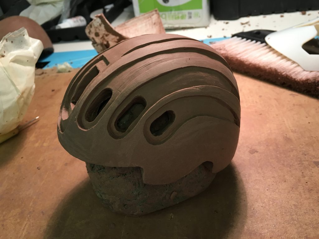 Hand sculpted helmet prototype design